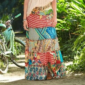 NWOT Johnny Was Tiers of Happiness Silk Maxi Skirt